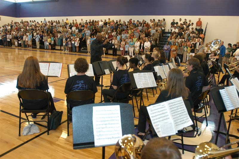  for the opening of Carrboro High School last Thursday (above).